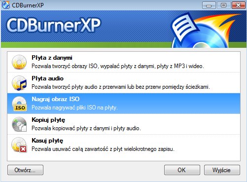 Zrëszenié programë  CDBurnerXP